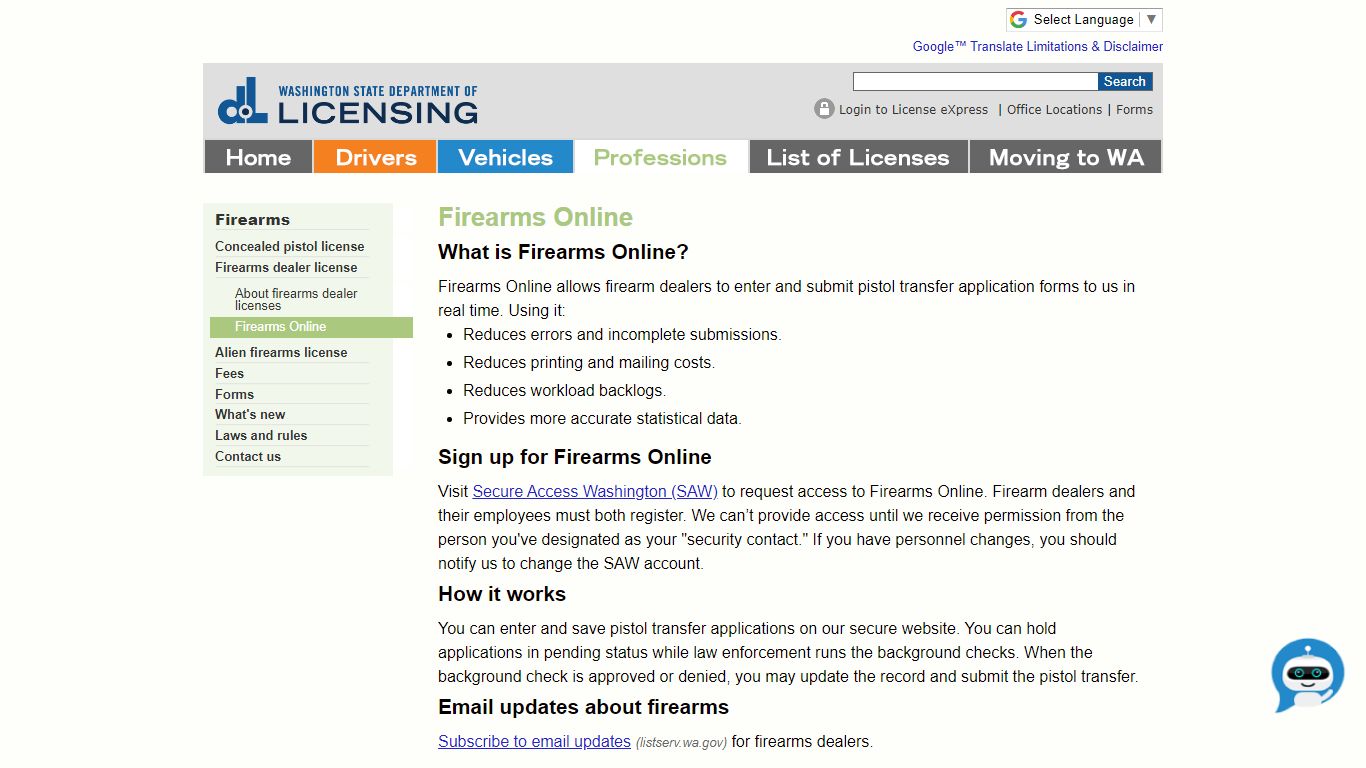 WA State Licensing (DOL) Official Site: Firearms Online - Washington